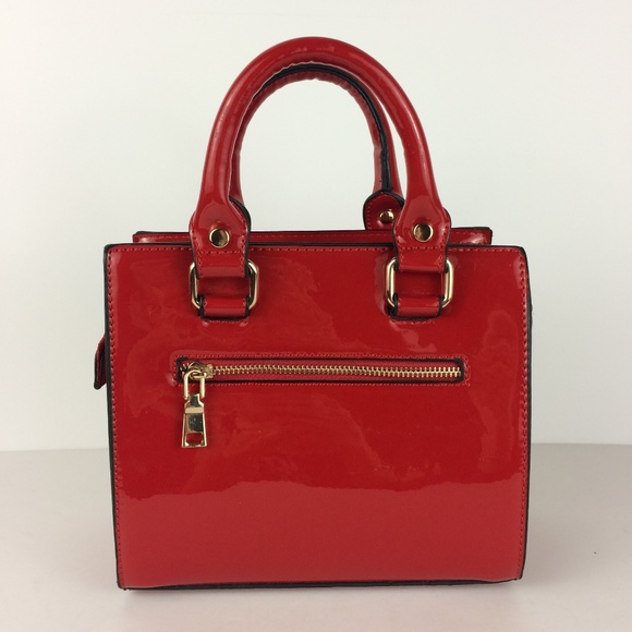 Handbags - RED Patent Mini Bag Structured Satchel Handbag